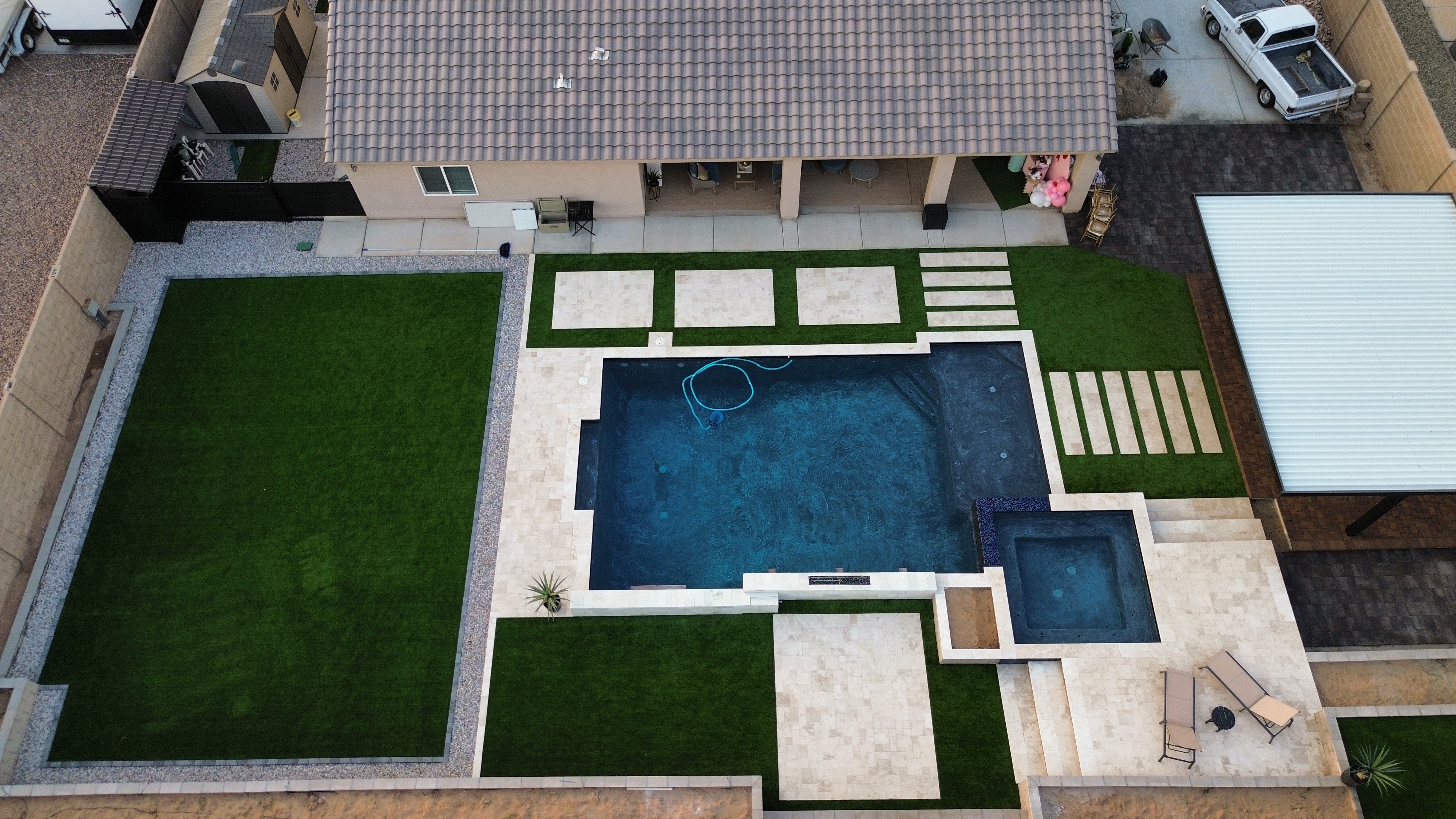 Aerial view of landscaping project